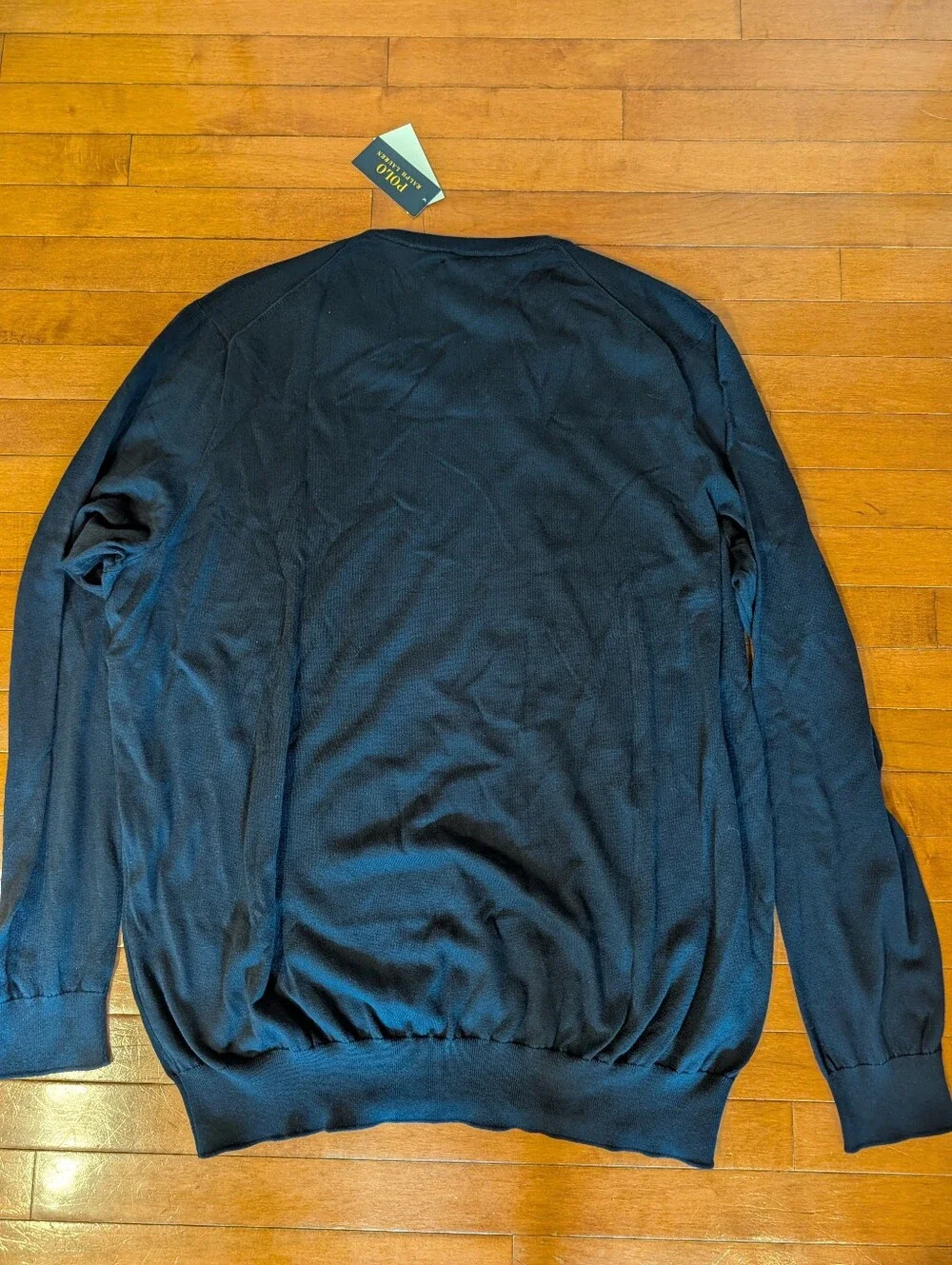 NWT Men's Polo by Ralph Lauren Navy Pima Cotton V-Neck Sweater Red Pony Sz 3LT
